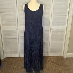 Eileen Fisher Crushed Silk V Neck Dress